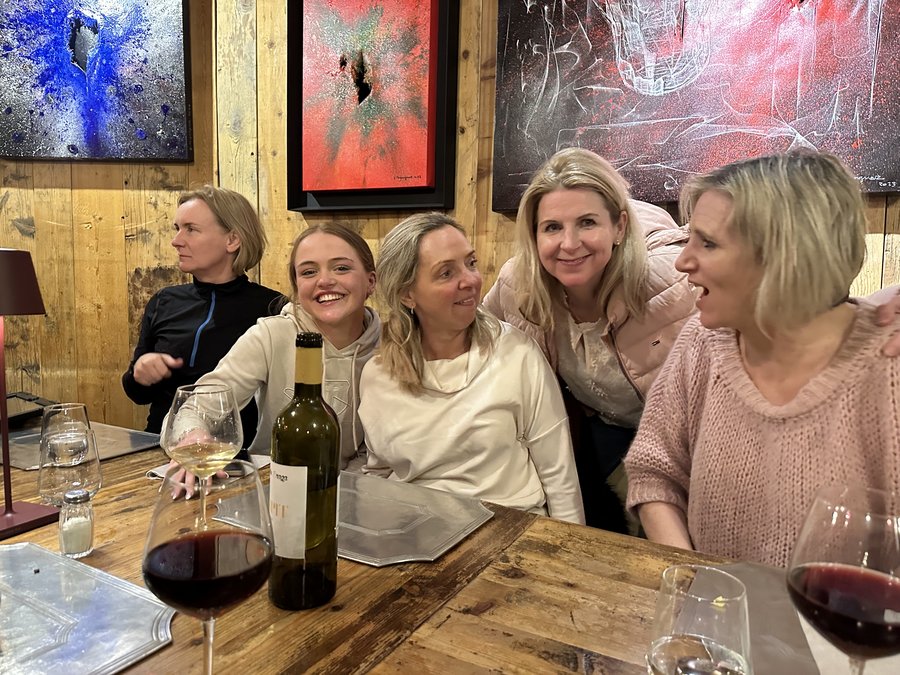 Around the table.